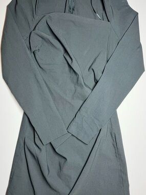 ZARA Gray Draped Front Mini Dress Square Neck Long Sleeve Size M